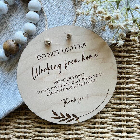 No soliciting Sign, Working from Home Sign, Front Door Sign, Wood Signs - Picture 3 of 5